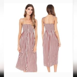 Faithfull The Brand Red And White Stripe Suki Maxi Dress Size L